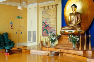 This is the main shrine room at the London Buddhist Centre.  There is much discussion about the role of 'secular' mindfulness and Buddhism.